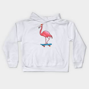 Cute Santa Hat Flamingo Skateboard Christmas Kids Hoodie